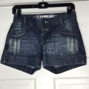 Express button fly cuffed  jean shorts
